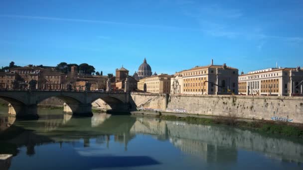 Řím Itálie Února 2024 Ponte Sant Angelo Přes Řeku Tiber — Stock video