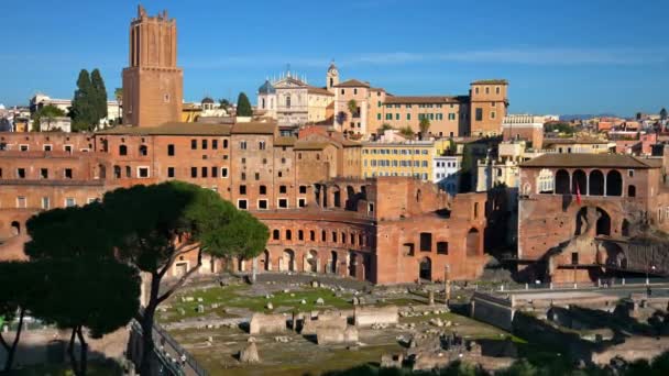 ローマのトラヤン市場の古代の建物 イタリア — ストック動画
