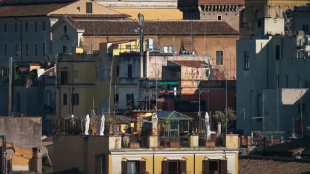 Θέα Στην Πόλη Της Ρώμης Τοπίο Της Πόλης Από Ψηλά — Αρχείο Βίντεο