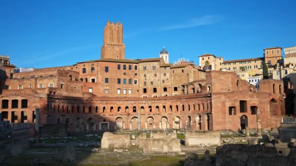 Clădiri Antice Din Piața Traian Din Roma Italia — Videoclip de stoc