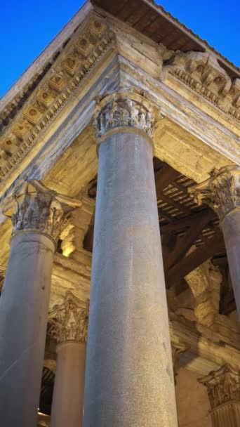Rome Italy February 2024 View Pantheon Blue Hour Dawn Vertical — Stock Video