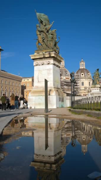 Rom Italien Februari 2024 Vittoriano Monument Action Kallelse Till Vapen — Stockvideo