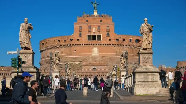 Rom Italien Februari 2024 Framsidan Castel Sant Angelo Från Gatan — Stockvideo