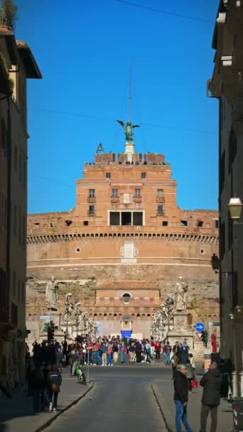 Roma Itália Fevereiro 2024 Vista Frontal Castelo Santo Ângelo Partir — Vídeo de Stock