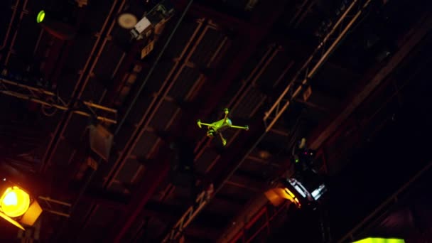 Drone Flying Filming Flashing Studio Lights Equipment Ceiling Set Video Clip