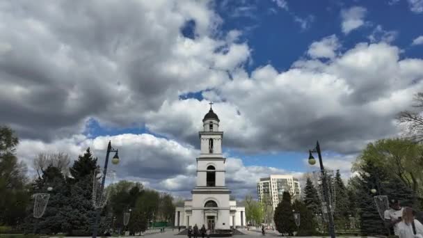 Chisinau Moldavia Marzo 2024 Timelapse Catedral Metropolitana Natividad Cristo Con — Vídeo de stock