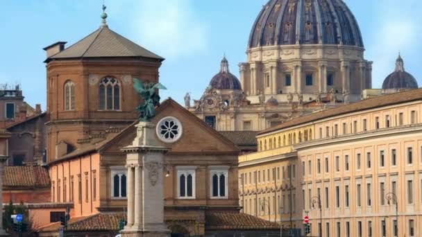 Róma Olaszország 2024 Február Közelkép Ponte Sant Angelo Mögötti Épületekről — Stock videók