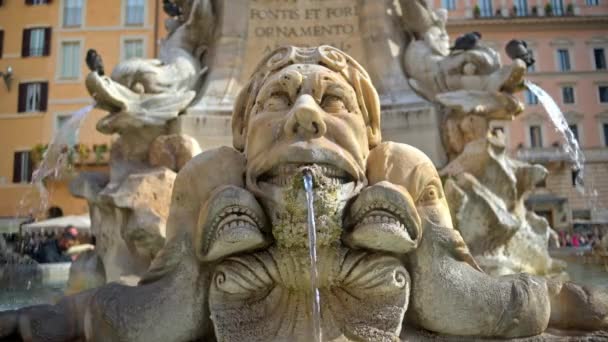 ローマ イタリア 2024 ローマパンテオンクローズアップの前にパンテオン噴水 — ストック動画