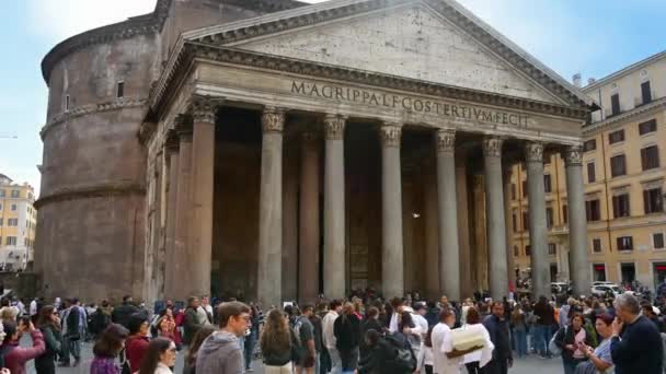 Roma Itália Fevereiro 2024 Vista Frontal Panteão Luz Dia Com — Vídeo de Stock