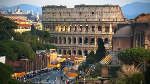 Roma Italia Febrero 2024 Vista Lejana Del Coliseo Con Vista — Vídeos de Stock