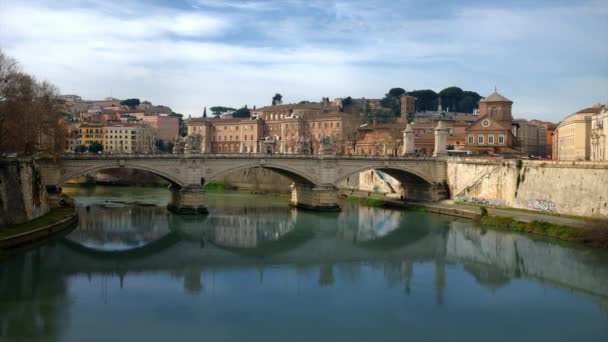 Roma Italia Febrero 2024 Ponte Vittorio Emanuele Través Del Río — Vídeos de Stock
