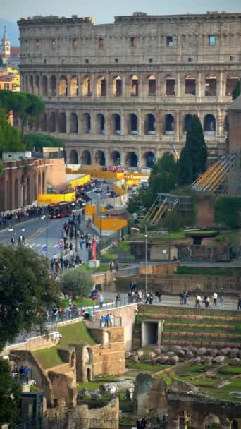 Roma Italia Febrero 2024 Vista Lejana Del Coliseo Con Vista — Vídeos de Stock