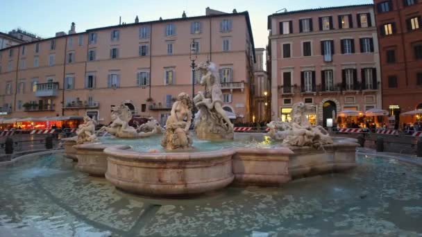 意大利罗马 2024年2月16日 纳沃纳广场的海王星之泉 — 图库视频影像
