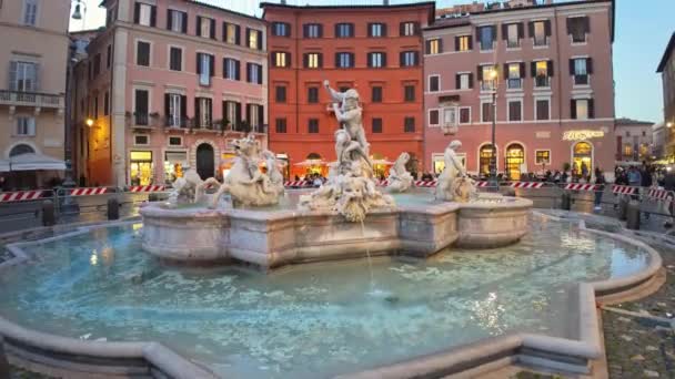 Rome Italie Février 2024 Fontaine Neptune Sur Place Navona — Video