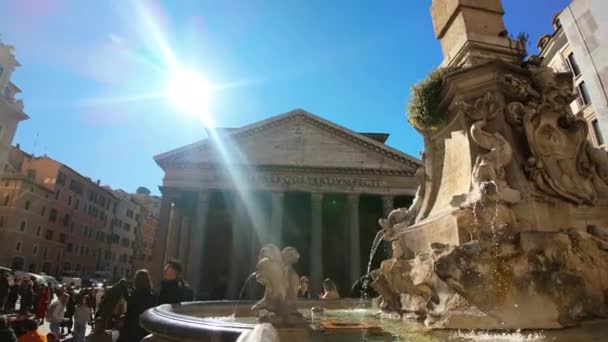 Ρώμη Ιταλία Φεβρουαρίου 2024 Φοντάνα Πάνθεον Μπροστά Από Ρωμαϊκό Πάνθεον — Αρχείο Βίντεο