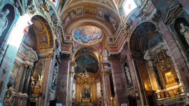 Rome Italy February 2024 Interior Santa Maria Maddalena Church — Stockvideo