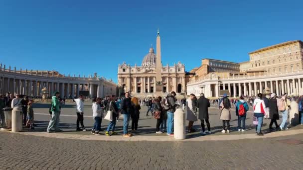 Roma Italia Febrero 2024 Vista Frontal Basílica San Pedro Plaza — Vídeos de Stock