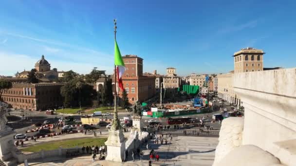이탈리아 2024년 16일 조국의 제단을 사람들 에마누엘레 기념물 — 비디오