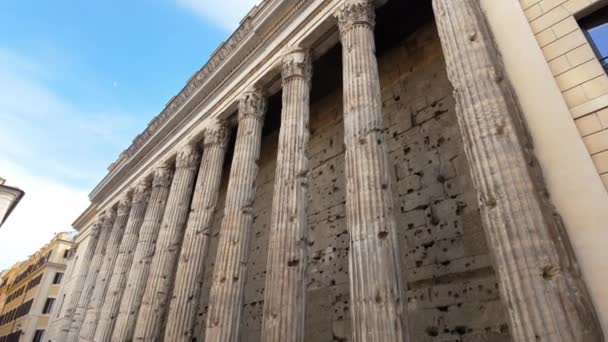 Roma Italia Febrero 2024 Una Columnata Lateral Sobreviviente Del Templo — Vídeos de Stock