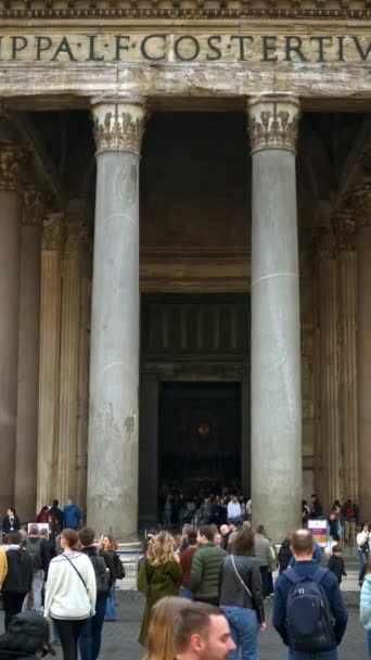 Řím Itálie Února 2024 Detailní Pohled Panteon Denního Světla Svisle — Stock video