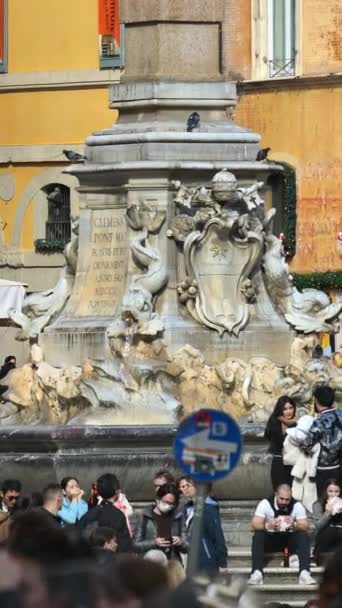 Roma Italia Febrero 2024 Obelisco Del Panteón Plaza Rotonda Vertical — Vídeos de Stock