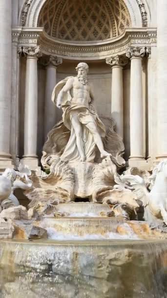 Rome Italie Février 2024 Vue Face Fontaine Trevi Vertical — Video