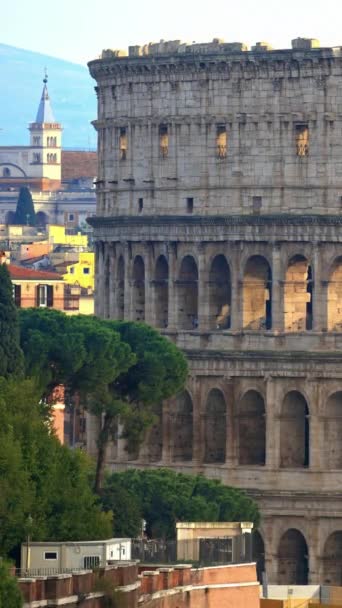 Ρώμη Ιταλία Φεβρουαρίου 2024 Μακρινή Θέα Του Κολοσσαίου Θέα Την — Αρχείο Βίντεο