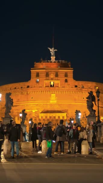 Roma Italia Februarie 2024 Vedere Din Față Castelului Sant Angelo — Videoclip de stoc