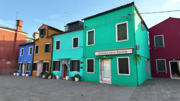 Colourful Houses Burano Island Venice Italy — Stock Video