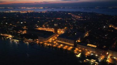 Akşam Venedik Şehri, İtalya 'nın hava manzarası