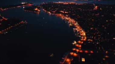 Akşam Venedik Şehri, İtalya 'nın hava manzarası
