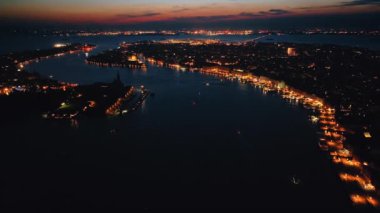 Akşam Venedik Şehri, İtalya 'nın hava manzarası