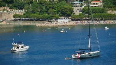 Boats moving on the sea in Villefranche-sur-Mer, France