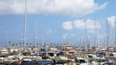 Juan-les-Pins limanına çok sayıda beyaz tekne yanaştı.