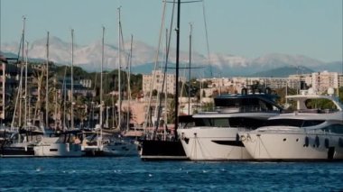 Fransa 'nın Antibes kentindeki Port Camille Rayon' a çok sayıda tekne yanaştı.