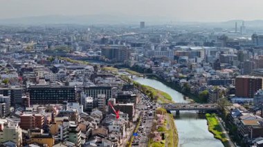 Kyoto, Japonya 'nın gündüz hava aracı görüntüsü