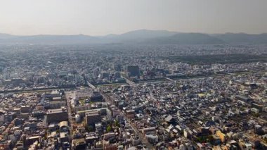 Kyoto, Japonya 'nın gündüz hava aracı görüntüsü