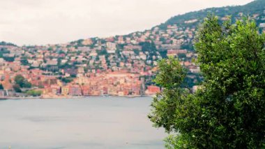 Villefranche-sur-Mer, France Distant view of the colourful buildings of the town