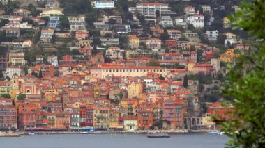 Villefranche-sur-Mer, France Distant view of the colourful buildings of the town