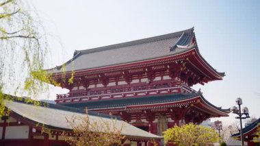 Tokyo, Japonya 'daki Senso-ji Tapınağı' nın gündüz manzarası.