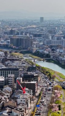 Kyoto, Japonya 'nın gündüz hava aracı görüntüsü