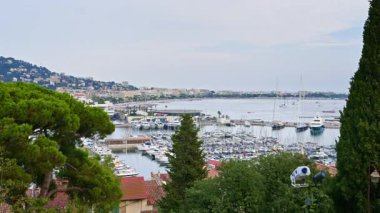 Aerial view of the harbour on the coast of Cannes, France