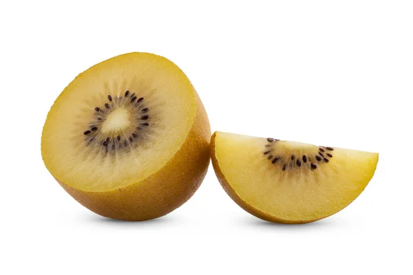 stock image Golden kiwi fruit cut isolated on white background