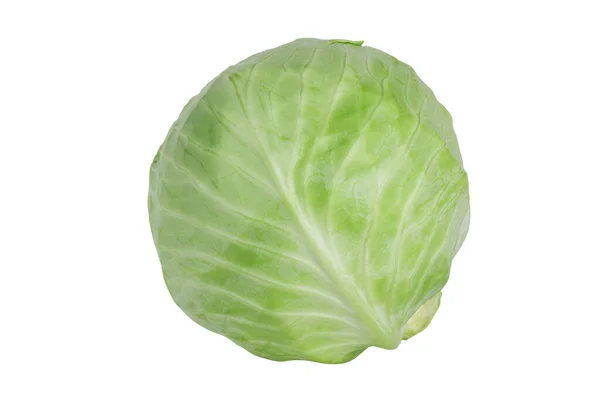 Green Cabbage Isolated White Background Close Cabbagehead — Stock Photo, Image