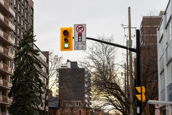 Traffic Light Street Buildings Downtown District Ottawa Canada — Stock Photo, Image
