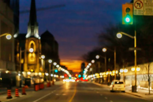 Blured Defocused Φώτα Του Δρόμου Νύχτα Στην Πόλη Της Οττάβα — Φωτογραφία Αρχείου