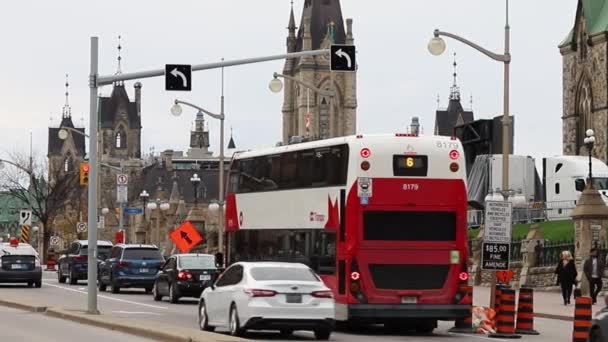 Ottawa Canada Novembre 2022 Autocar Deux Étages Circulant Sur Rue — Video