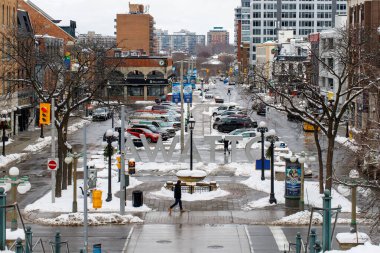 Ottawa, Canada - January 23, 2023: City view with Ottawa sign in York street near Byward market
