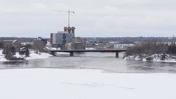 Ottawa Canada January 2023 Urban View Winter Season River Portage — 비디오