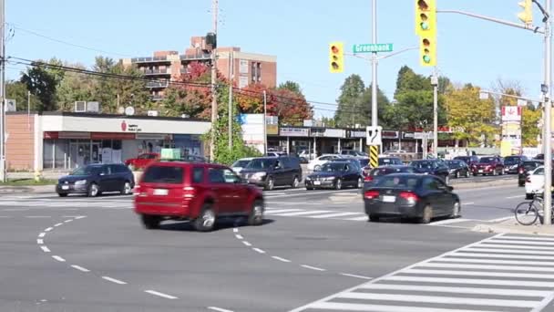Ottawa Kanada Października 2021 Skrzyżowanie Dróg Baseline Greenbank Ottawie Światłami — Wideo stockowe